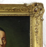 Fine Antique French Oil Painting Portrait of a Woman, Elegant Jewelry, RARE 1810 Frame 30" x 26"