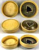 Antique c.1770s French Bonboniere, Patch or Snuff Box, Seed Pearls, Gold Wire, Ivory