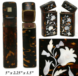Antique Tortoise Shell and Mother of Pearl French Marquetry Cigar Case - Tortoiseshell