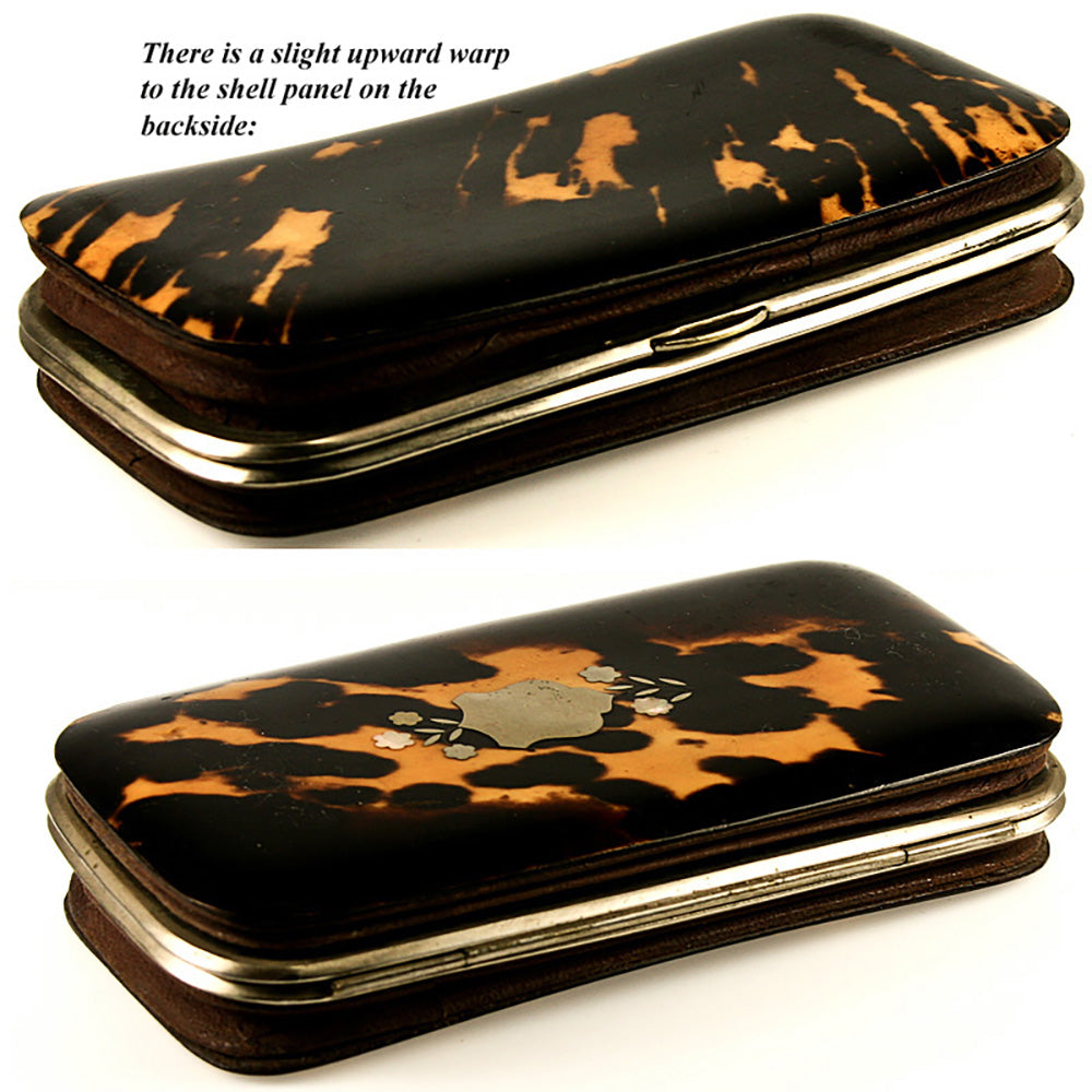 Fine Quality Antique French Faux Tortoise Shell Cigar or Spectacles Case, Silk Interior