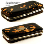 Fine Quality Antique French Faux Tortoise Shell Cigar or Spectacles Case, Silk Interior