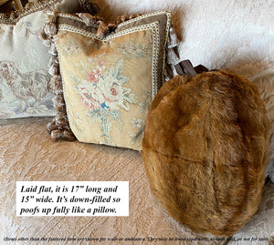 Antique Edwardian Era Lady's Fur Muff, Purse, Muskrat, Silk Lined and Padded to Use as a Throw Pillow
