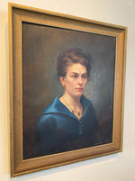 Antique c.1920 Oil Painting, Beautiful French Woman's Portrait in Original Frame. 29" x 25"