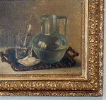 Antique French Still Life, Oil Painting on Board, Fine Gesso & Wood Frame 22" x 19"