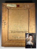 Antique Oil Painting Portrait on Board, After Rubens' Young Wife, Helena Fourment