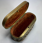 Antique French TAHAN Heavy Engraved Brass Jewelry Box, Sevres Porcelain Plaque