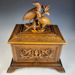 Antique HC Swiss Black Forest Cigar Chest, Cabinet, Fruits of the Hunt Theme