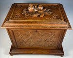 Antique Swiss Black Forest HC Large Cigar Chest, Tantalus, Presentation Box for 40 Cigars