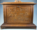 Antique Swiss Black Forest HC Large Cigar Chest, Tantalus, Presentation Box for 40 Cigars