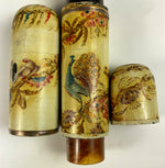 Antique c.1750s French Billet Doux, Peacock and Hen, Love Birds, Florals, HP Vernis Martin