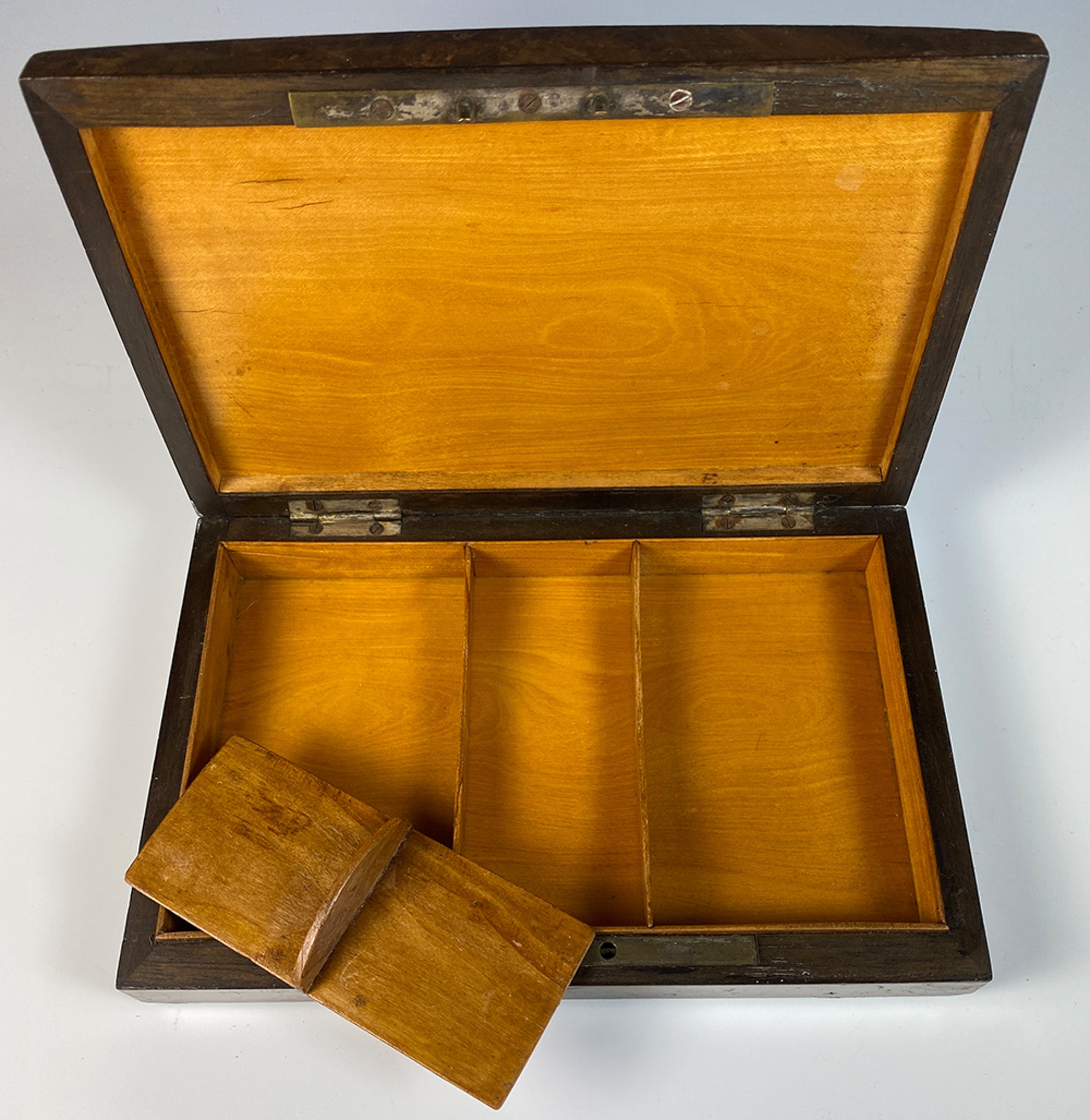 Antique French Playing Cards Box, Cut Steel Pique on Burled Wood, c.1810-30