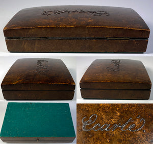 Antique French Playing Cards Box, Cut Steel Pique on Burled Wood, c.1810-30