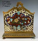 Stunning Big Antique French Desk Stationery Caddy, Champleve Enamel, Napoleon III