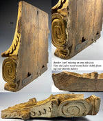 Antique Gilded Architectural Salvage Column Top, Crest, Composit Carved Wood, c.1700s