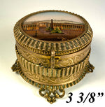 Antique French Grand Tour Souvenir Eglomise Jewelry Box, Concord, Madeleine, Tuileries Palace, Paris