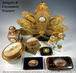 Antique French Grand Tour Souvenir Eglomise Jewelry Box, Concord, Madeleine, Tuileries Palace, Paris