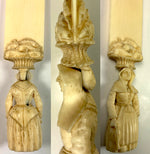 Antique French H Carved Dieppe Figural Ivory Paper Knife, c.1700s Pêcheuse, Fish Woman