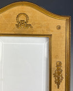 Antique French Second Empire Large Frame, Dore Bronze, Silk, Applique Torches 9 3/8" x 7"