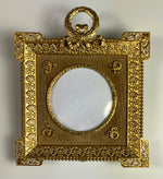 Antique French Portrait Miniature or Photo Frame, Wreath Top, Appliques, Convex Glass