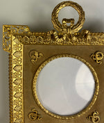 Antique French Portrait Miniature or Photo Frame, Wreath Top, Appliques, Convex Glass