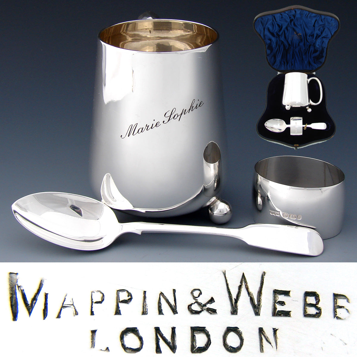 Antique Mappin & Webb Sterling Silver 3pc Coffee Or Tea Set, Cup, Teas ...