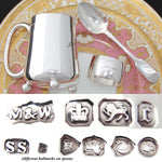 Antique Mappin & Webb Sterling Silver 3pc Coffee or Tea Set, Cup, Teaspoon & Napkin Ring in Shaped Leather Box