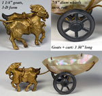 Antique French Palais Royal Mother of Pearl Goat Cart, Egg, Thimble or Ring Holder