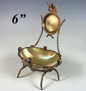 Antique French Mother of Pearl Egg Pocket Watch Stand, Tray, Palais Royal