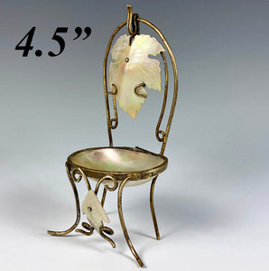 Antique French Palais Royal Mother of Pearl Half Shell Chair Pocket Watch Stand