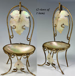 Antique French Palais Royal Mother of Pearl Half Shell Chair Pocket Watch Stand