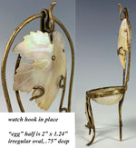 Antique French Palais Royal Mother of Pearl Half Shell Chair Pocket Watch Stand