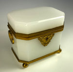 Opulent Antique French White Opaline, Dore Bronze Sugar Caddy, c.1810-30 Box, Coffret