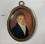 Antique French Portrait Miniature, French Empire Gentleman, Handsome Man, c.1810