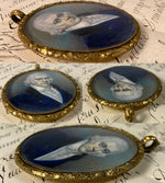 Antique American Portrait Miniature, c.1800, ID'd and Artist Noted in Oyster Frame