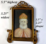 Antique Miniature Portrait, Painting of a Venetian Doge in Jeweled Corno Ducale