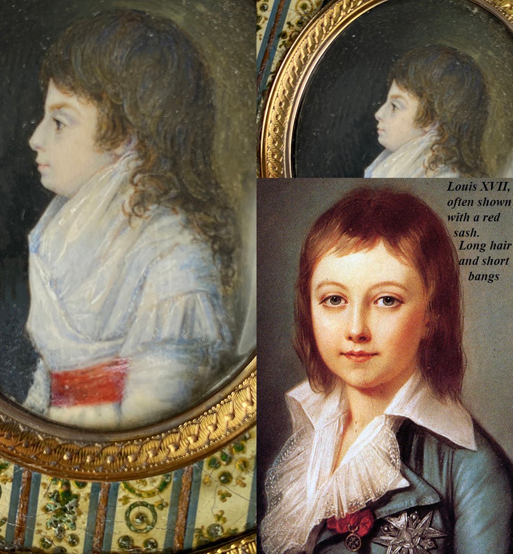 Rare Antique c.1700s French 18k, 10k Gold and Vernis Martin Snuff Box, Portrait Miniature of a Child, c.1770s