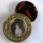 Rare Antique c.1700s French 18k, 10k Gold and Vernis Martin Snuff Box, Portrait Miniature of a Child, c.1770s