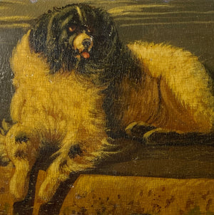 Superb Petit Antique French Oil Painting on Board, Portrait of a King Charles Spaniel