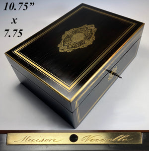 Antique French Napoleon III Era 10.75" x 7.75" Table Box, Maison Vervelle, Paris, Monogram C L