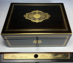 Antique French Napoleon III Era 10.75" x 7.75" Table Box, Maison Vervelle, Paris, Monogram C L