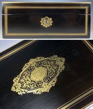 Antique French Napoleon III Era 10.75" x 7.75" Table Box, Maison Vervelle, Paris, Monogram C L