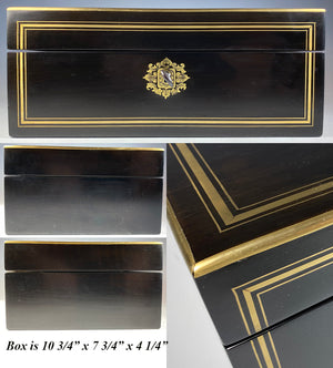 Antique French Napoleon III Era 10.75" x 7.75" Table Box, Maison Vervelle, Paris, Monogram C L