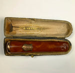 Antique French J. VEYRAT 18k Gold and Amber Cigar Holder in Case, Etui, 3 5/8" Long