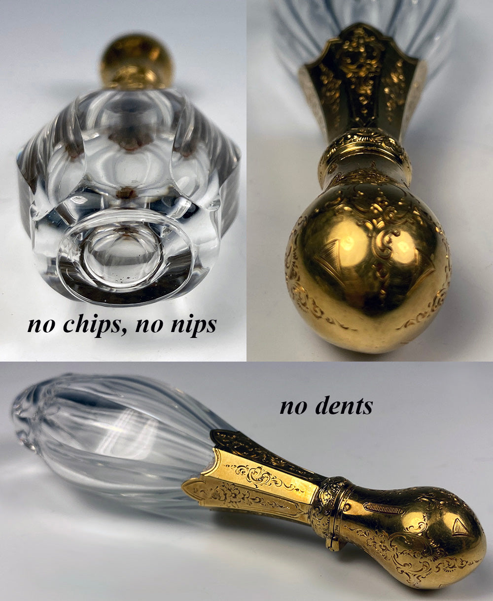 Antique French 18k Gold Perfume Flask, Lay Down Scent Bottle, 19th c.