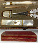 Antique French Palais Royal Mother of Pearl 18k Gold Sewing Set, Etui, c.1780s