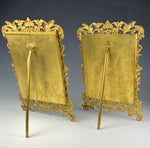 Pair (2) Antique French Cabinet Card Photo Frame, 8.5" x 5.5", Ornate Gold