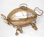 Large Antique French Napoleon III Era Palais Royal Style Mother of Pearl 'Egg' Casket, Souvenir