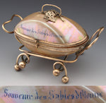 Large Antique French Napoleon III Era Palais Royal Style Mother of Pearl 'Egg' Casket, Souvenir