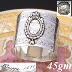 Gorgeous Antique French Sterling Silver Napkin Ring, Grand Tour Dieppe Souvenir