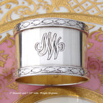 Antique French Sterling Silver 2" Napkin Ring, Classical Empire Laurel Bands